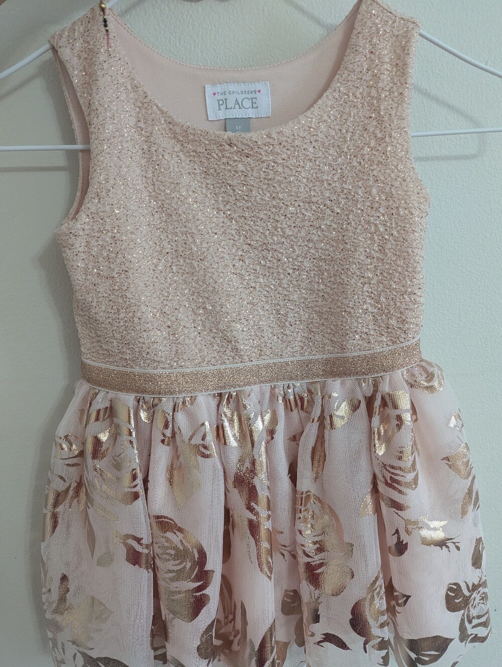 The Children's Place Pink and Gold Floral Tulle Party Dress